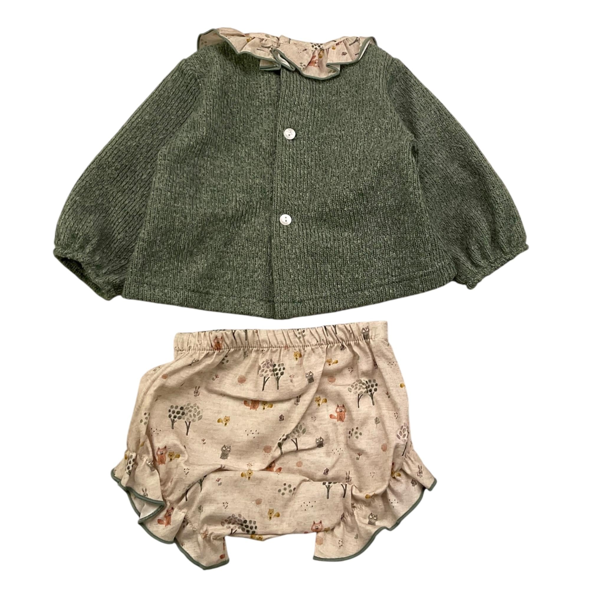 CALAMARO completo 2 pezzi maglia-coulotte Verde per Neonata 11069 VERDE CALAMARO 