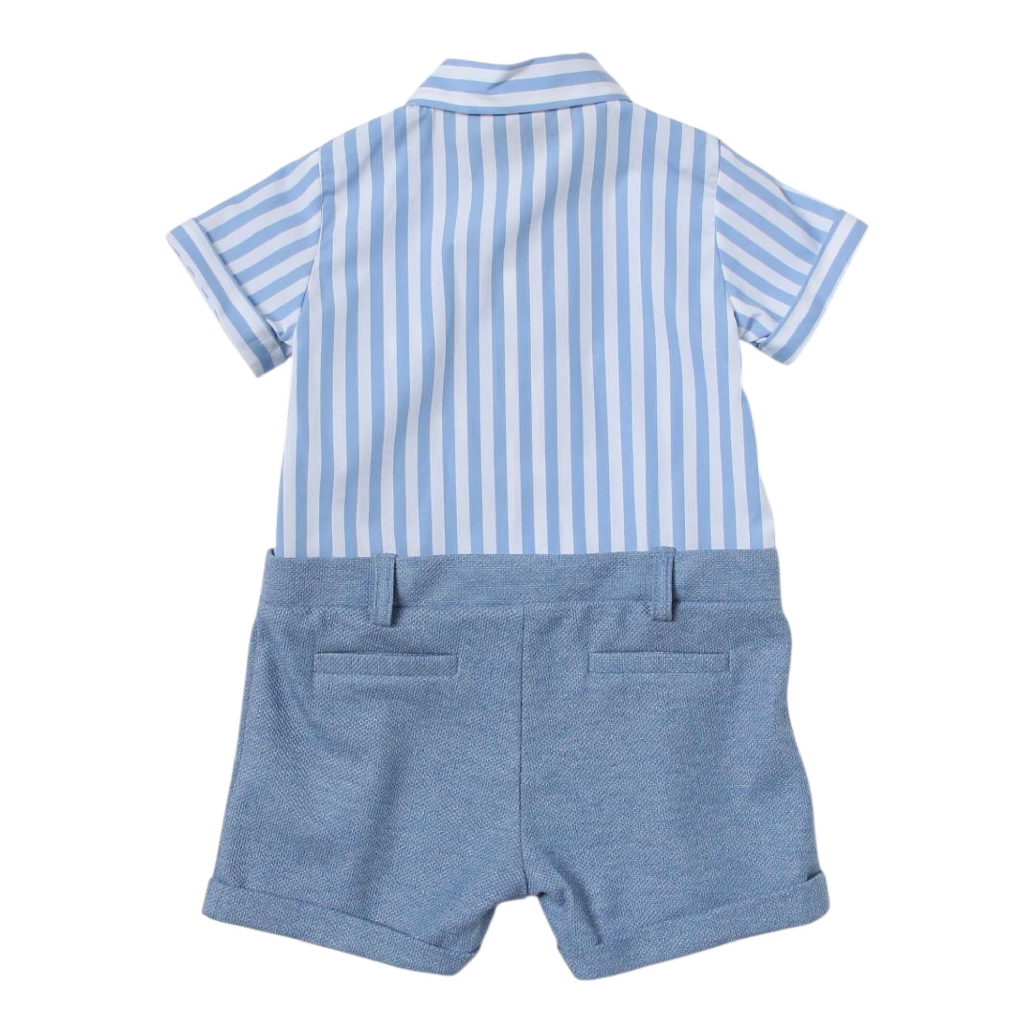 Fay Pagliaccetto Tinta Unita con Fantasia A Righe per Neonato FSA500 AZZURRO FAY 