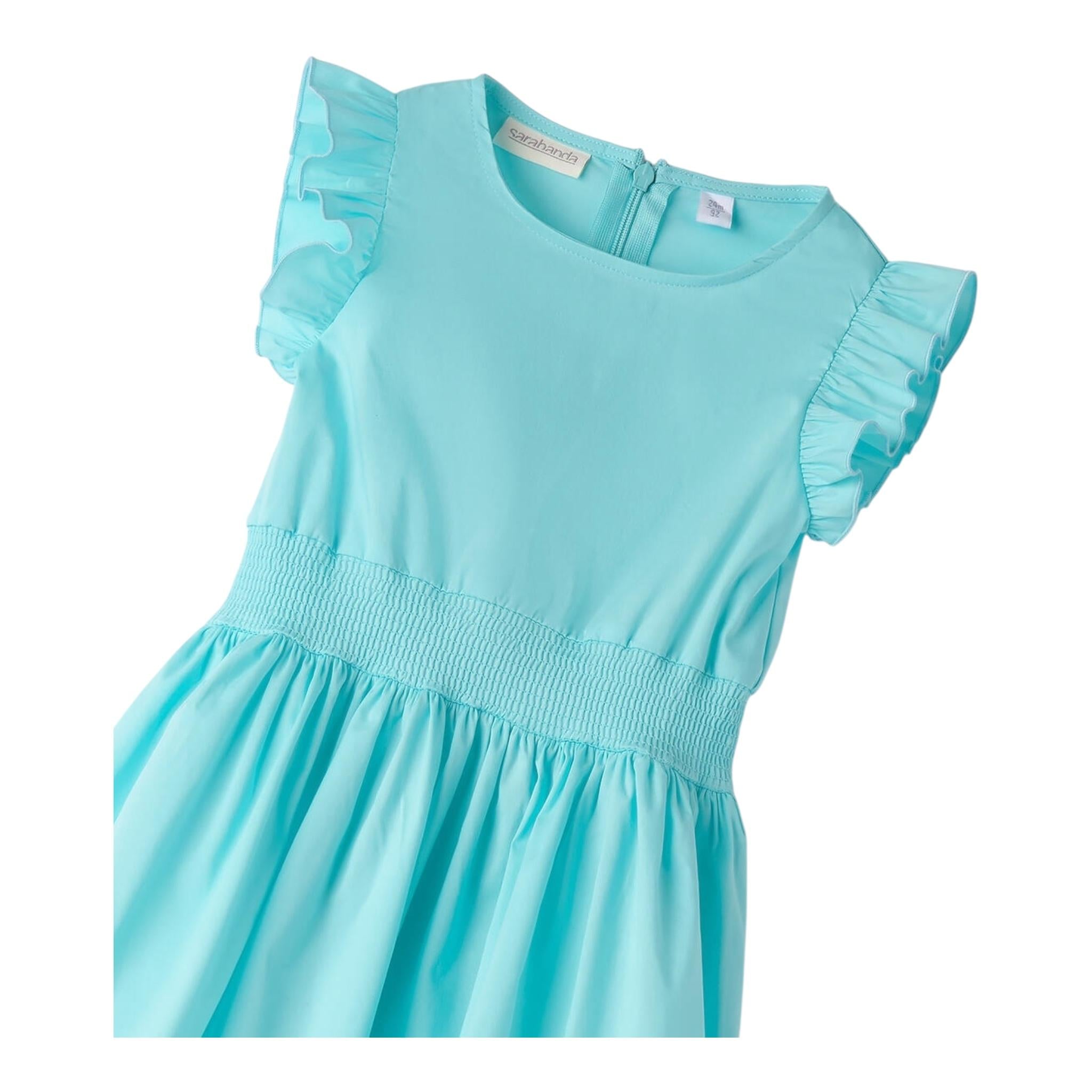 Sarabanda Abito Mezza Manica Tinta Unita per Bambina 0B232J AZZURRO SARABANDA 