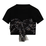 Marc Ellis T-Shirt Girocollo Crop Tinta Unita Con Applicazione Nero Per Bambina