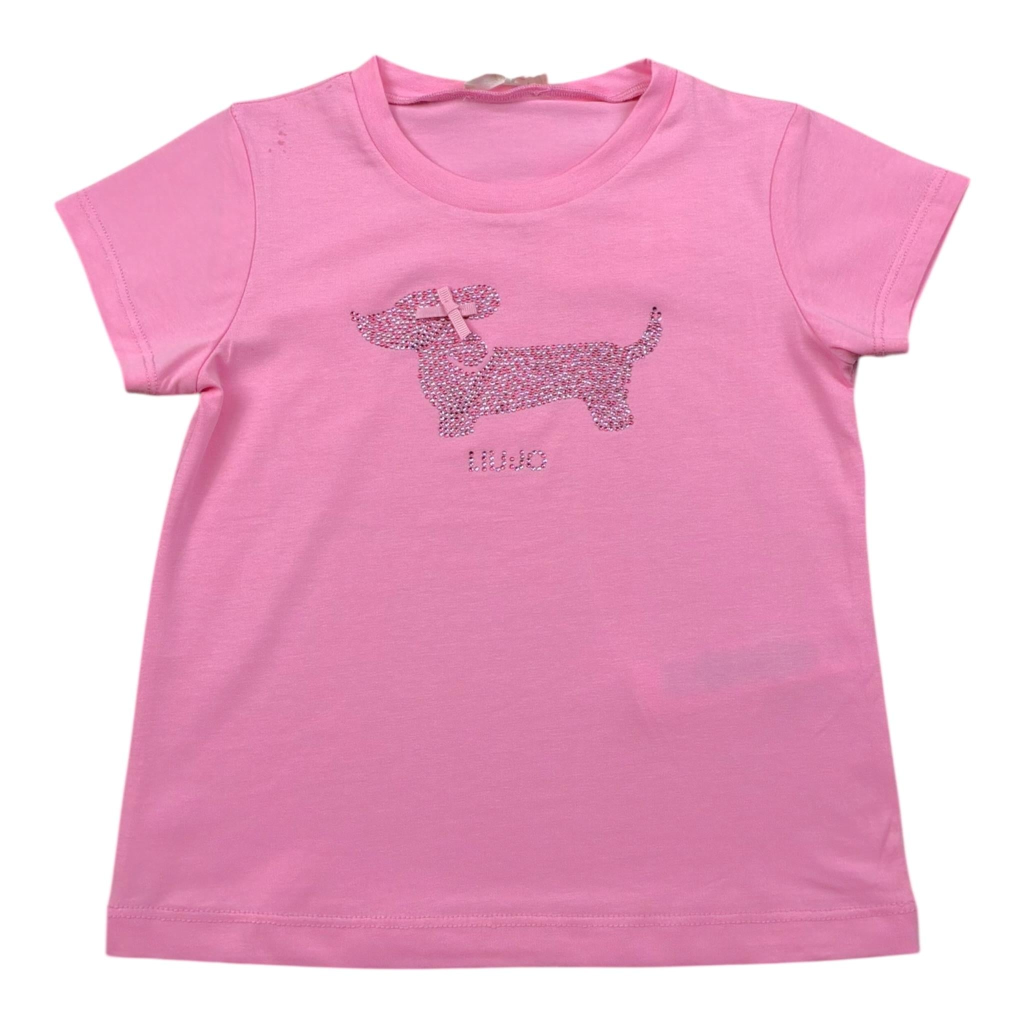 Liu Jo T-Shirt Girocollo Tinta Unita con Brillantini per Neonata KA5021XX ROSA LIU JO 