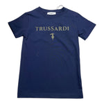 TRUSSARDI t-shirt girocollo tinta unita con stampa logo Blu per Bambino TBA25003TS BLU TRUSSARDI 
