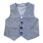 Manuel & Frank Gilet Tinta Unita con Fantasia A Righe per Neonato MF5165I BIANCO/AZZURRO MANUEL & FRANK 