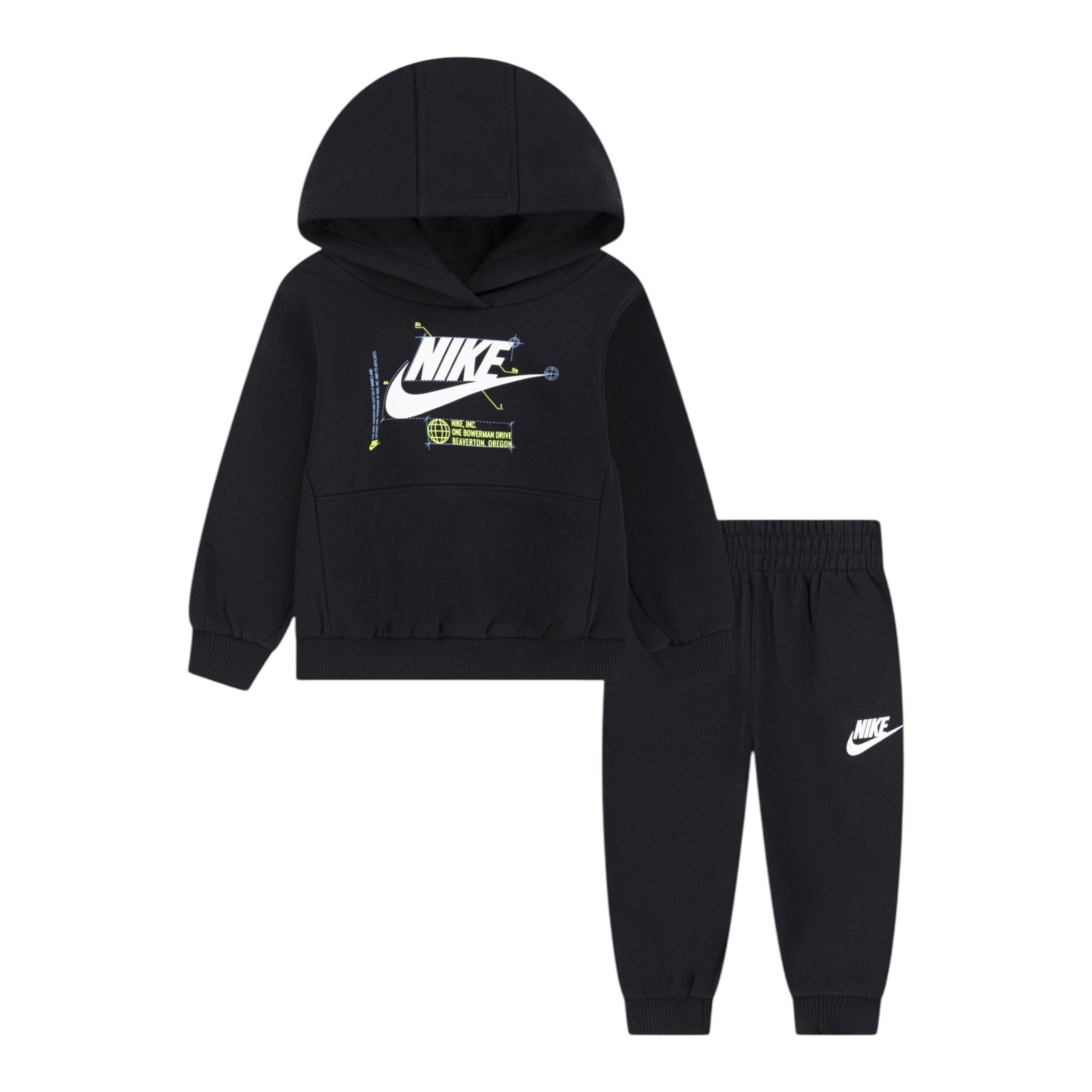 NIKE completo 2 pezzi felpa-pantalone tinta unita Nero per Bambino 86M350 NERO NIKE 