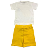 Cesare Paciotti Completo 2 Pezzi T-Shirt-Bermuda Bicolore Bianco/Giallo Per Neonato