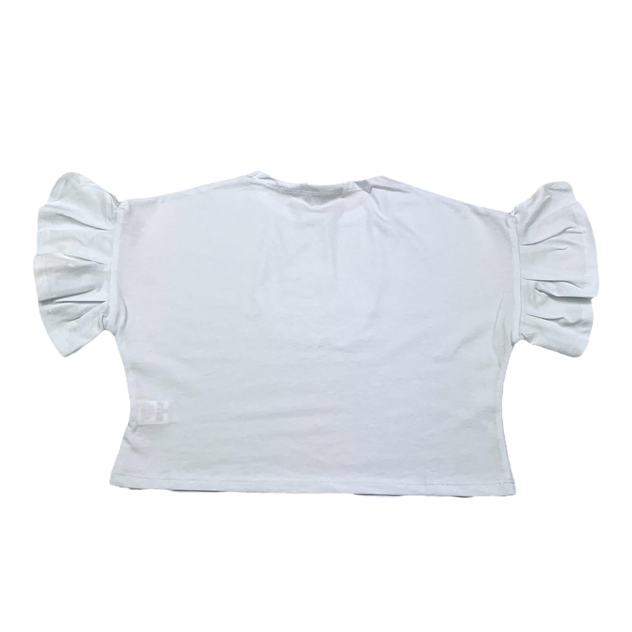 Mousse T-Shirt Girocollo Tinta Unita con Stampa per Bambina SKTSC377W BIANCO MOUSSE 