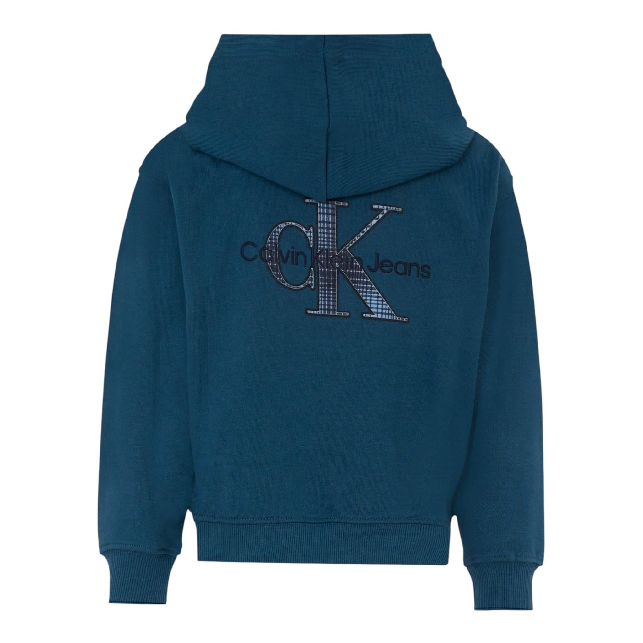 Calvin Klein Felpa Tinta Unita con Zip E Cappuccio per Bambino IB0IB02379 BLU CALVIN KLEIN 