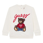 Guess Felpa Chiusa Girocollo Tinta Unita con Logo per Neonato H5RT01KAZD74 PANNA GUESS 