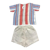 Juliana Completo Camicia Mezza Manica-Coulotte Fantasia A Righe Multicolor Per Neonata