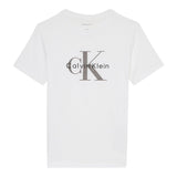 Calvin Klein T-Shirt Girocollo Tinta Unita con Logo per Neonato IN0IN0001 BIANCO CALVIN KLEIN 