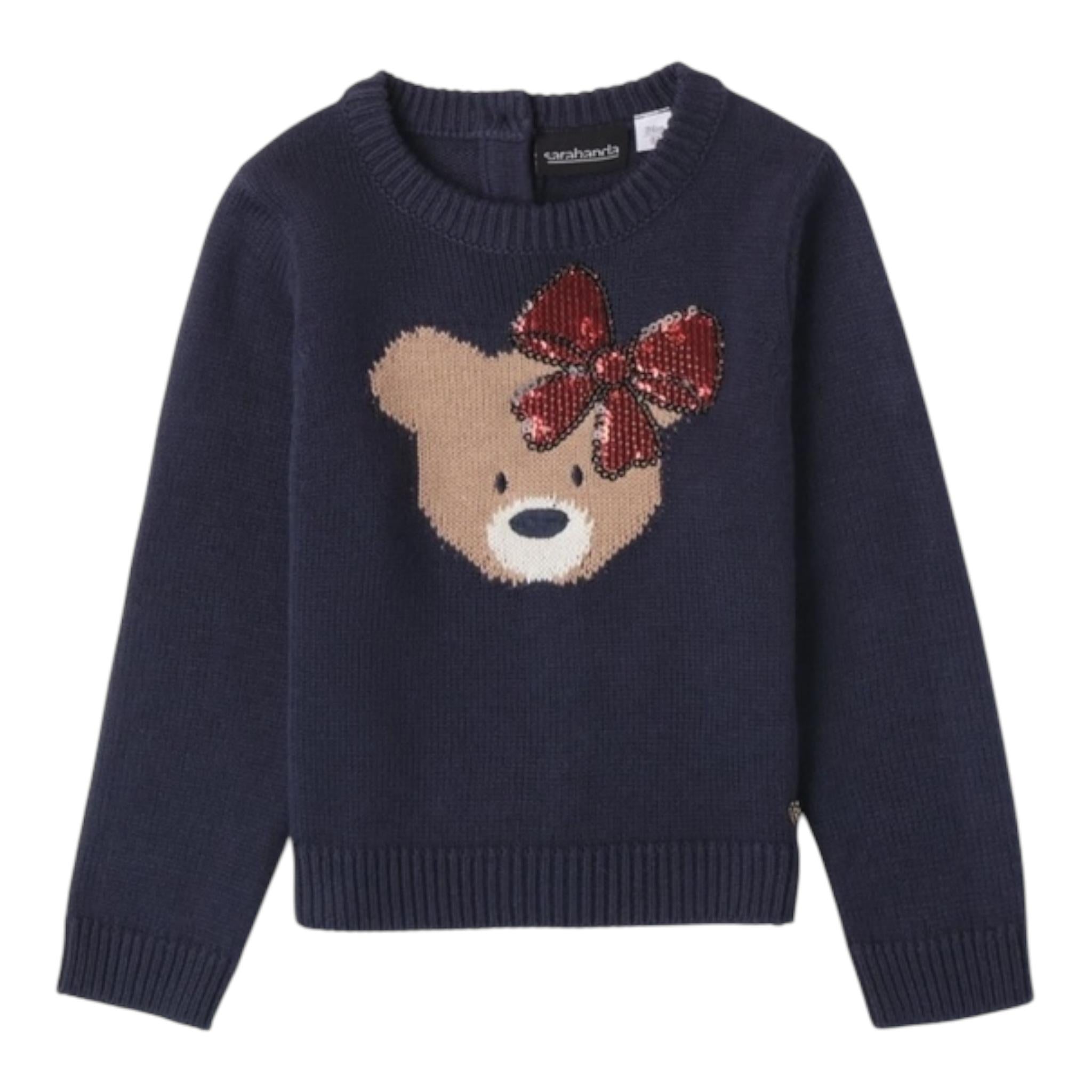 SARABANDA maglia tinta unita con paillettes Blu per Bambina A316 BLU SARABANDA 