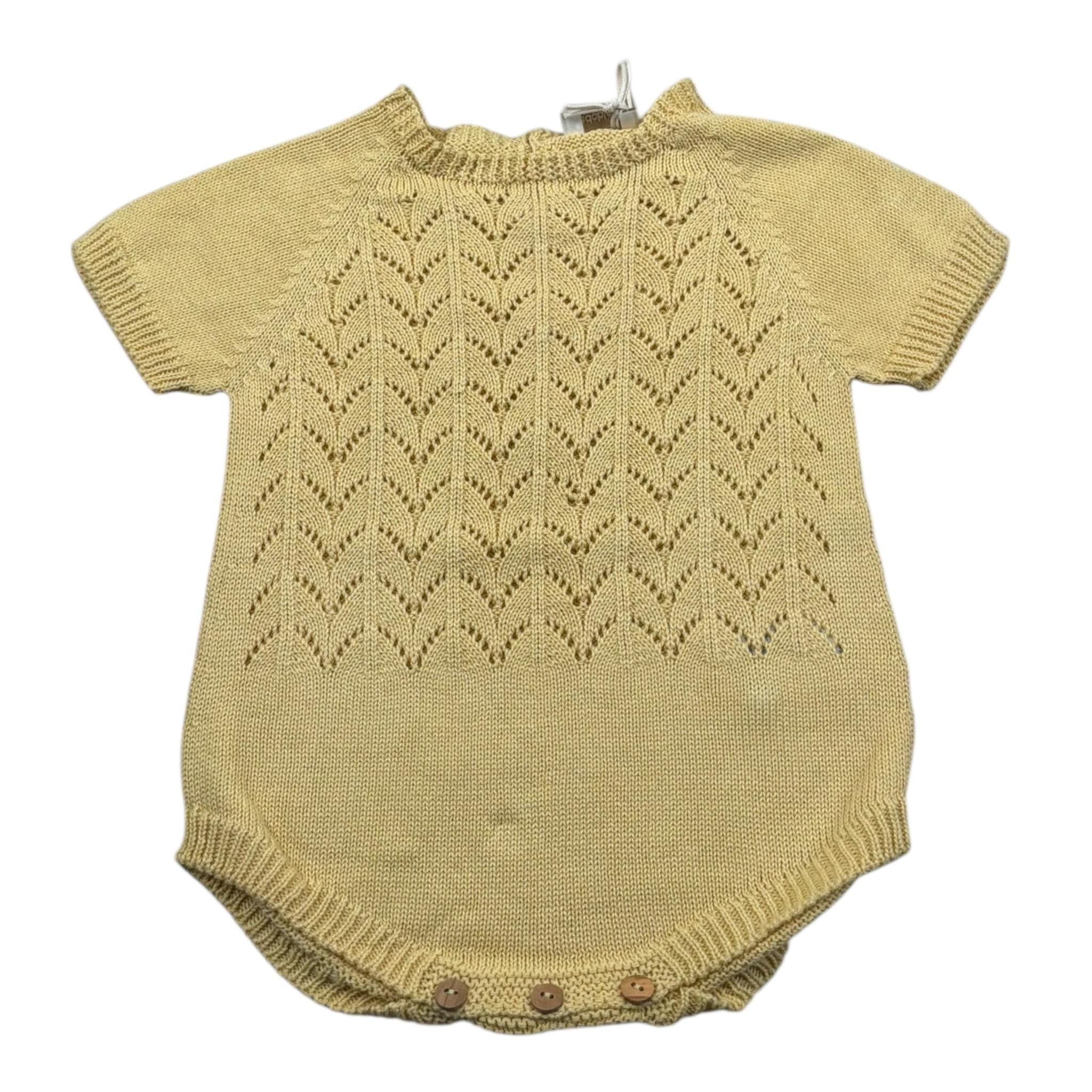 Wedoble Pagliaccetto Mezza Manica Tinta Unita con Trafori per Neonato V2507305A GIALLO WEDOBLE 