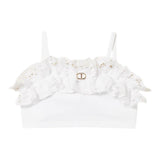 Twinset Top A Bretelle Tinta Unita con Ricami per Bambina 251GJ2QR5X BIANCO TWINSET 