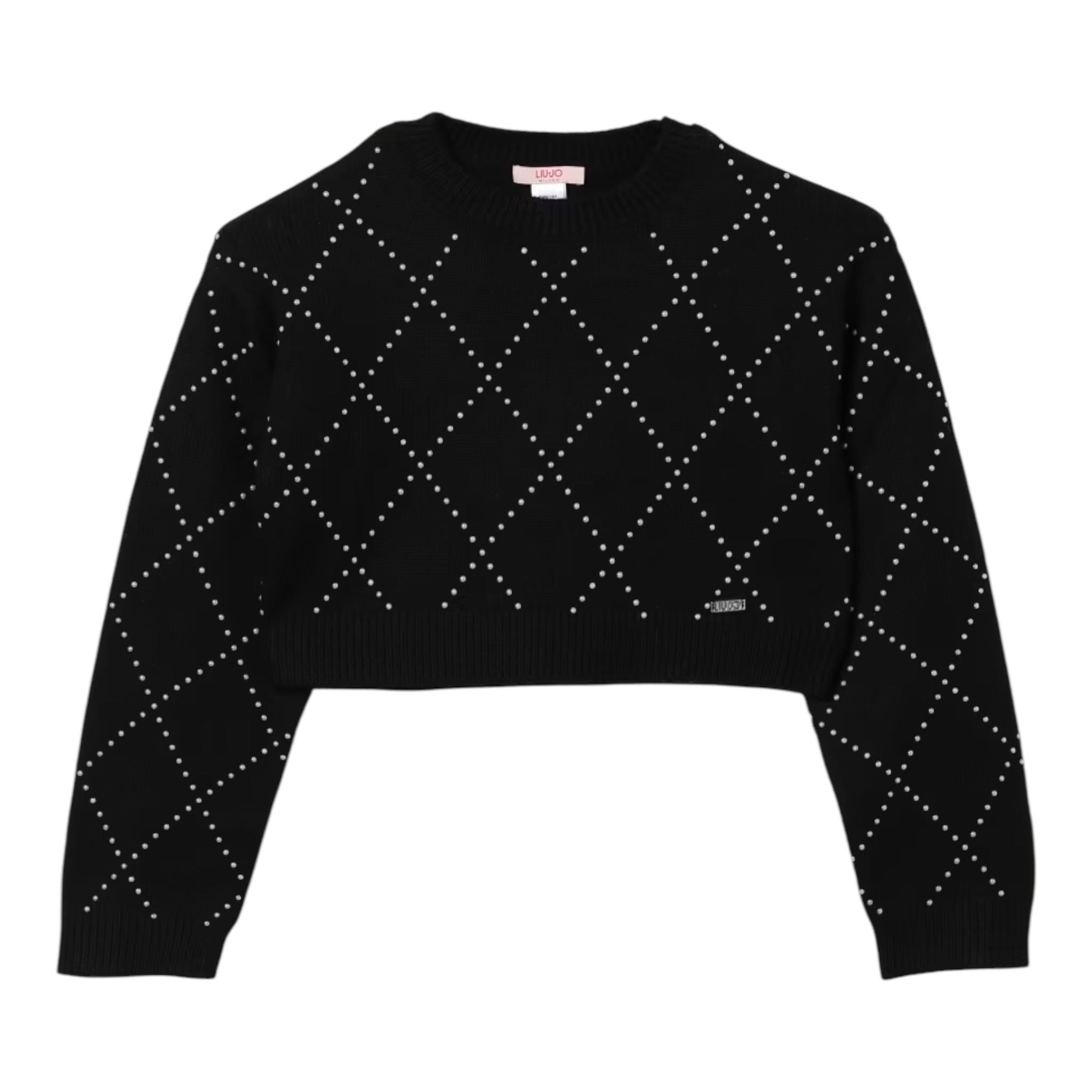 LIU JO maglia girocollo tinta unita cn brillantini Nero per Bambina GF4137 NERO LIU JO 