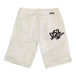 Dropseason2 Bermuda In Denim Tinta Unita con Stampa per Bambino SS25K002 BIANCO DROPSEASON2 