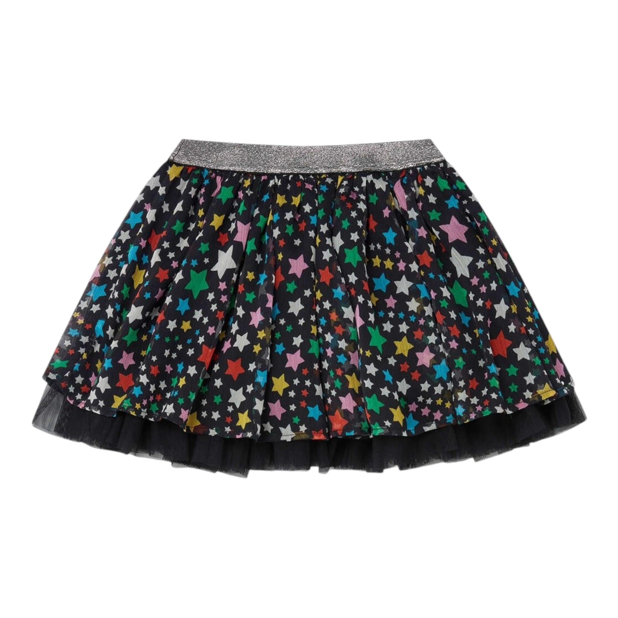 STELLA McCARTNEY gonna tinta unita in tulle con stampa Nero per Bambina TV7B21 NERO STELLA McCARTNEY 