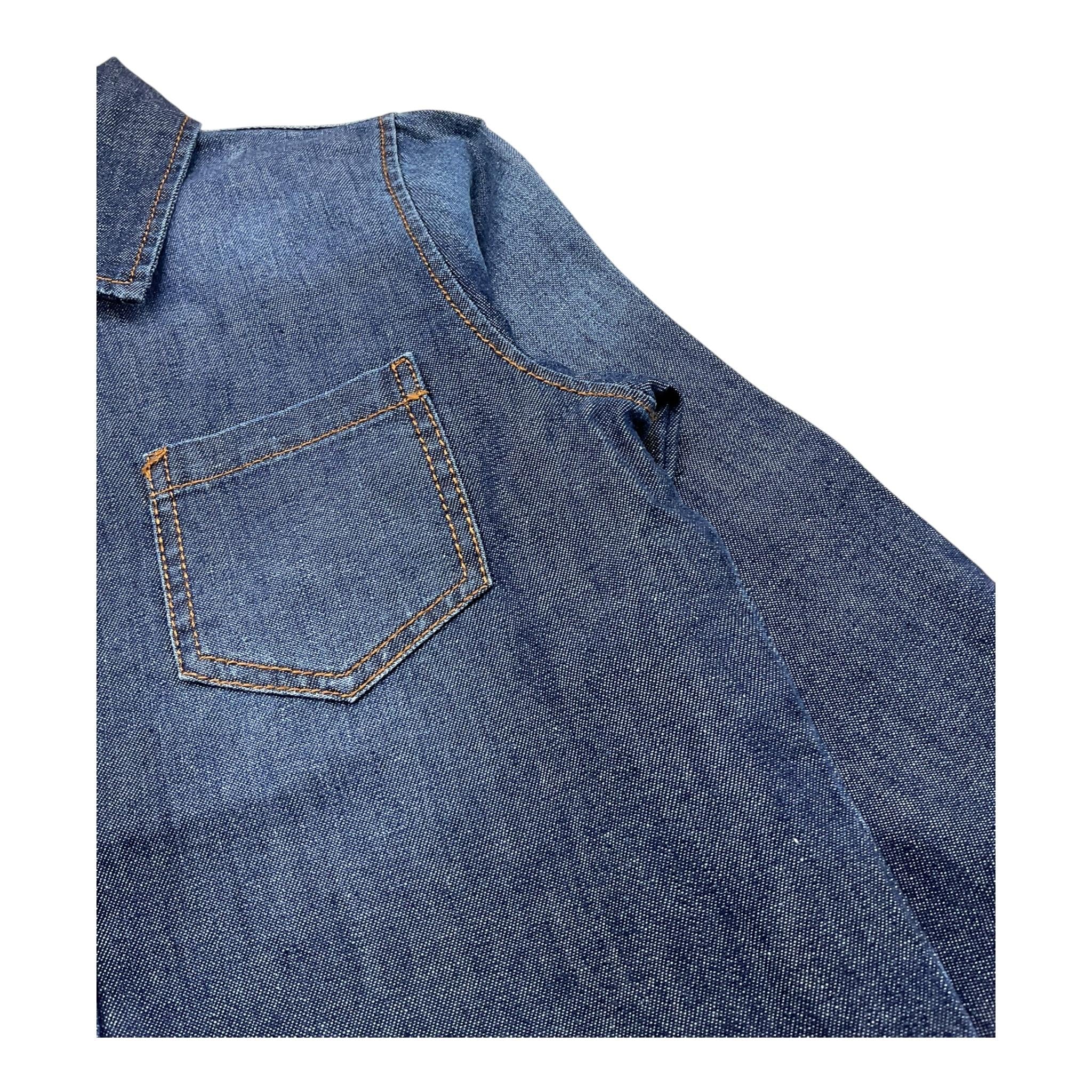 ZHOE & TOBIAH camicia in denim tinta unita con cuciture in contrasto Blu per Bambino DI3 BLU ZHOE & TOBIAH 