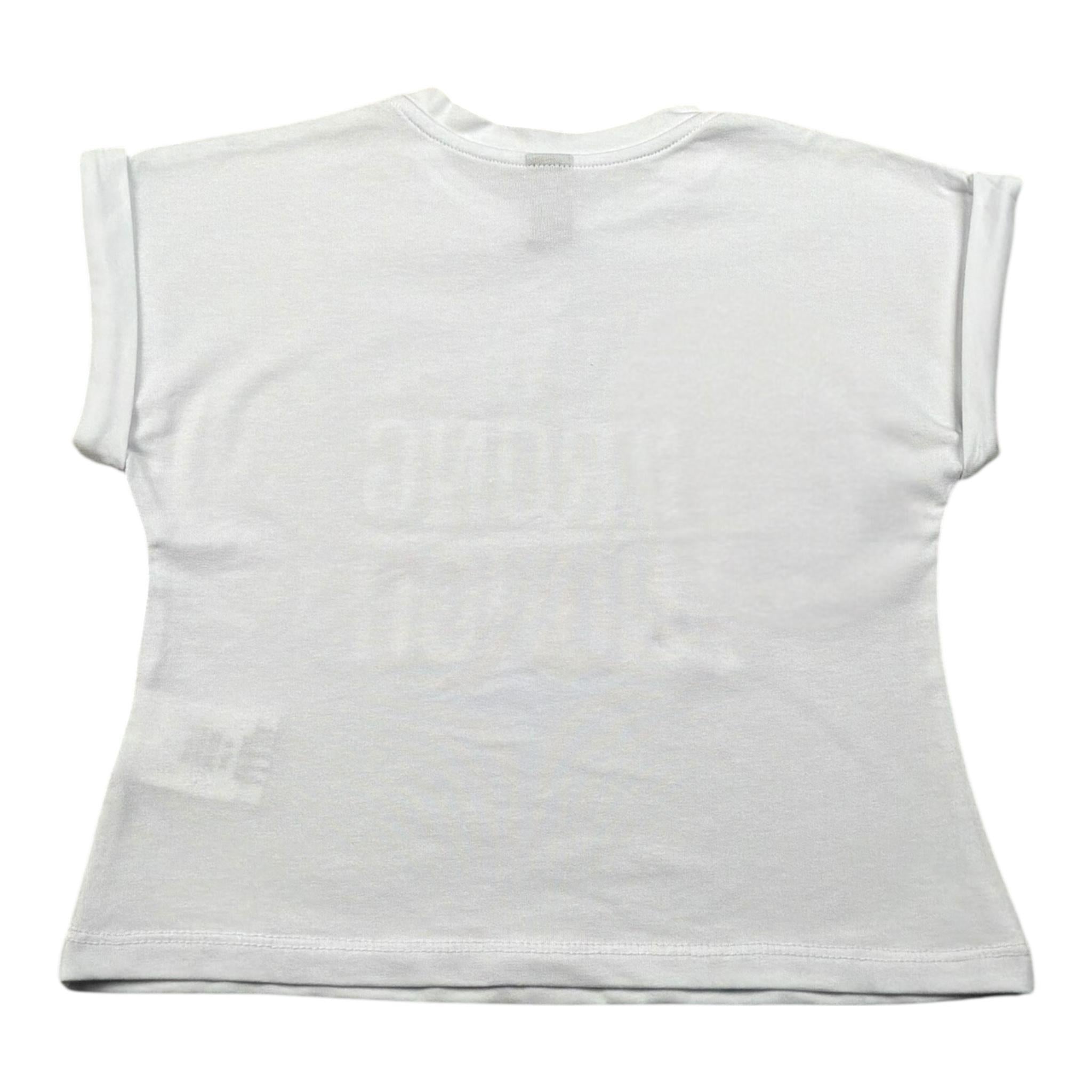 Naice T-Shirt Girocollo Tinta Unita con Stampe per Bambina 24135 BIANCO NAICE 