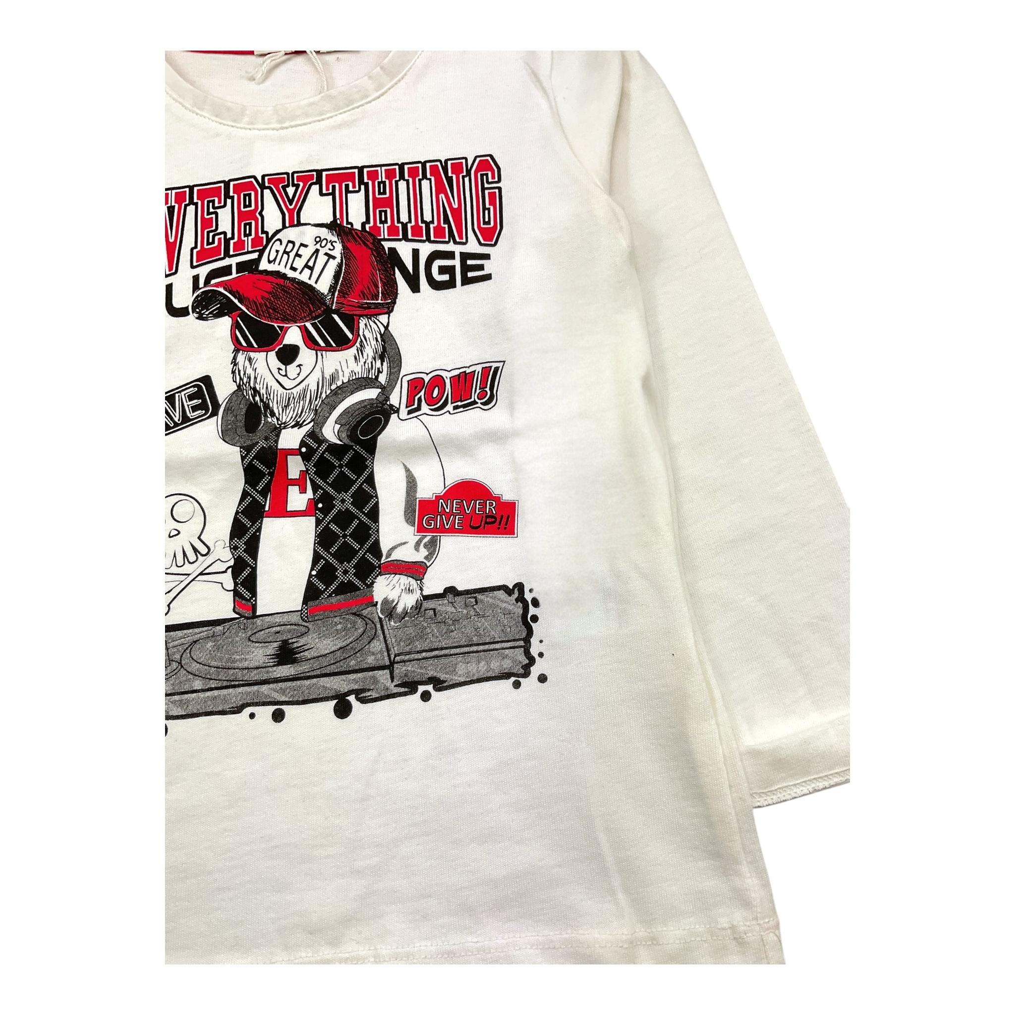 EMC shirt girocollo tinta unita con stampa in contrasto Panna per Bambino BX1873 PANNA EMC 