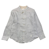 Eleventy Camicia Tinta Unita Con Collo Coreano E Fantasia A Righe Bianco Per Bambino