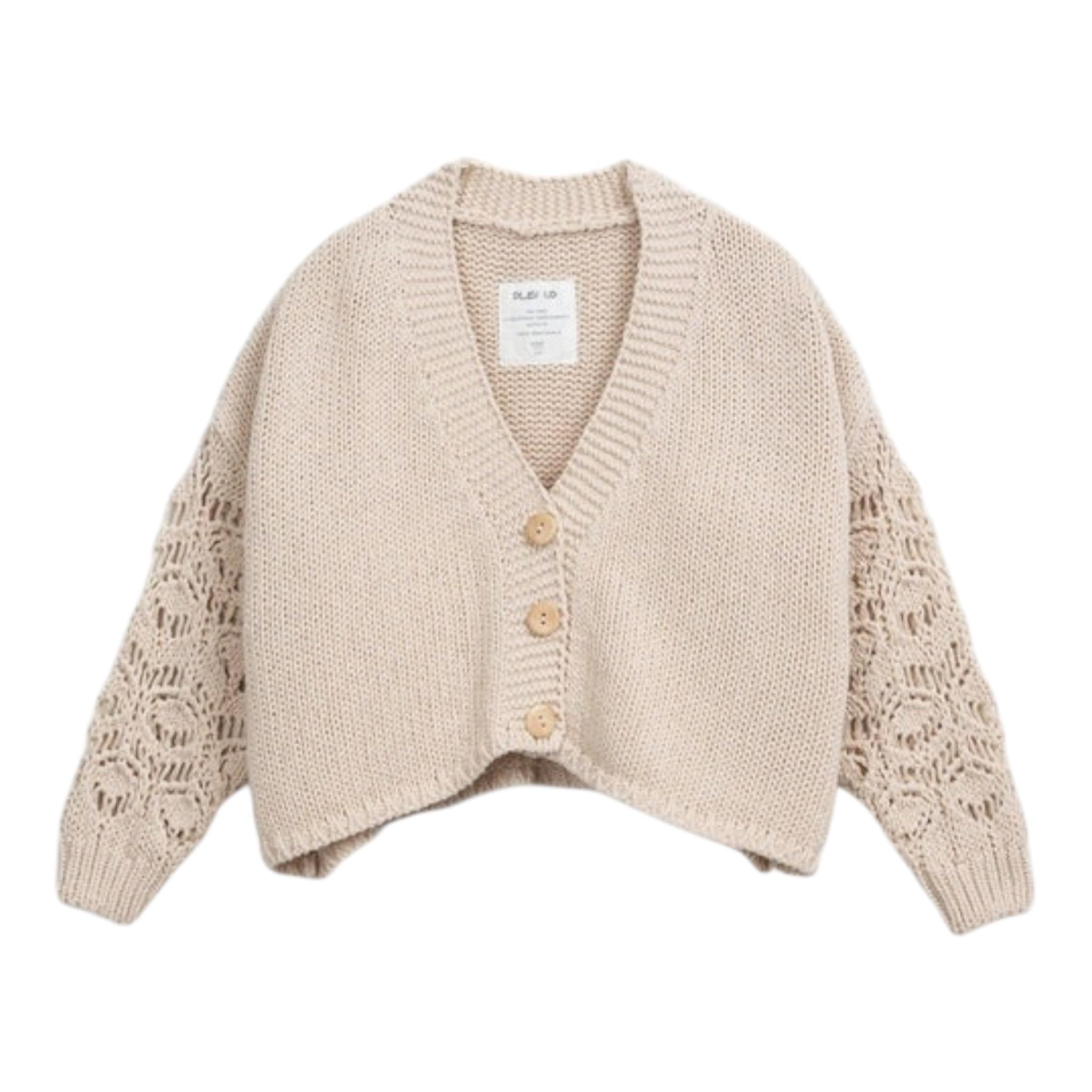 Play Up Cardigan Tinta Unita con Maniche Traforate per Bambina PA044AQ11403 BEIGE PLAY UP 