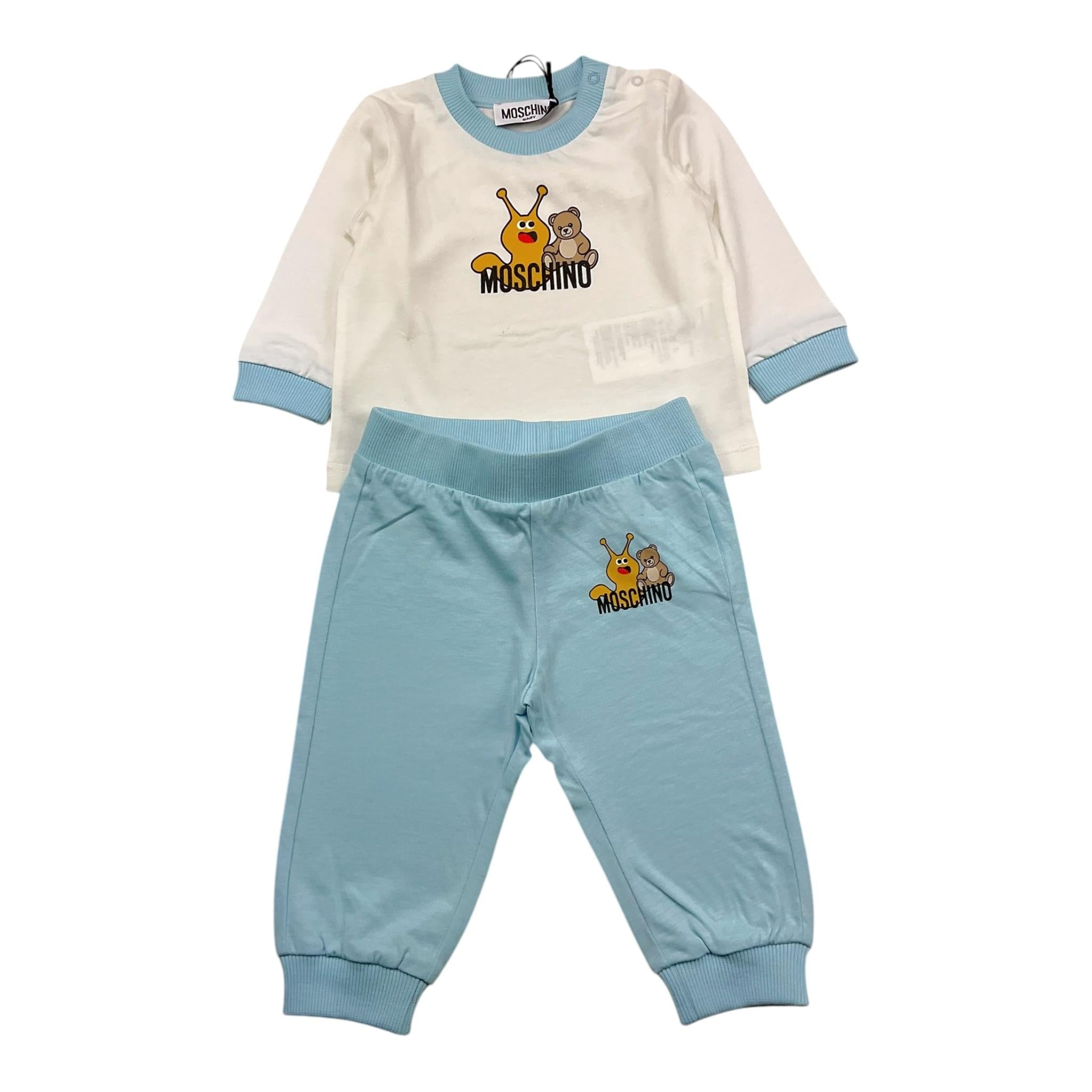 MOSCHINO completo 2pz shirt-pantalone bicolore Bianco/azzurro per Neonato MVK02F BIANCO/AZZURRO MOSCHINO 