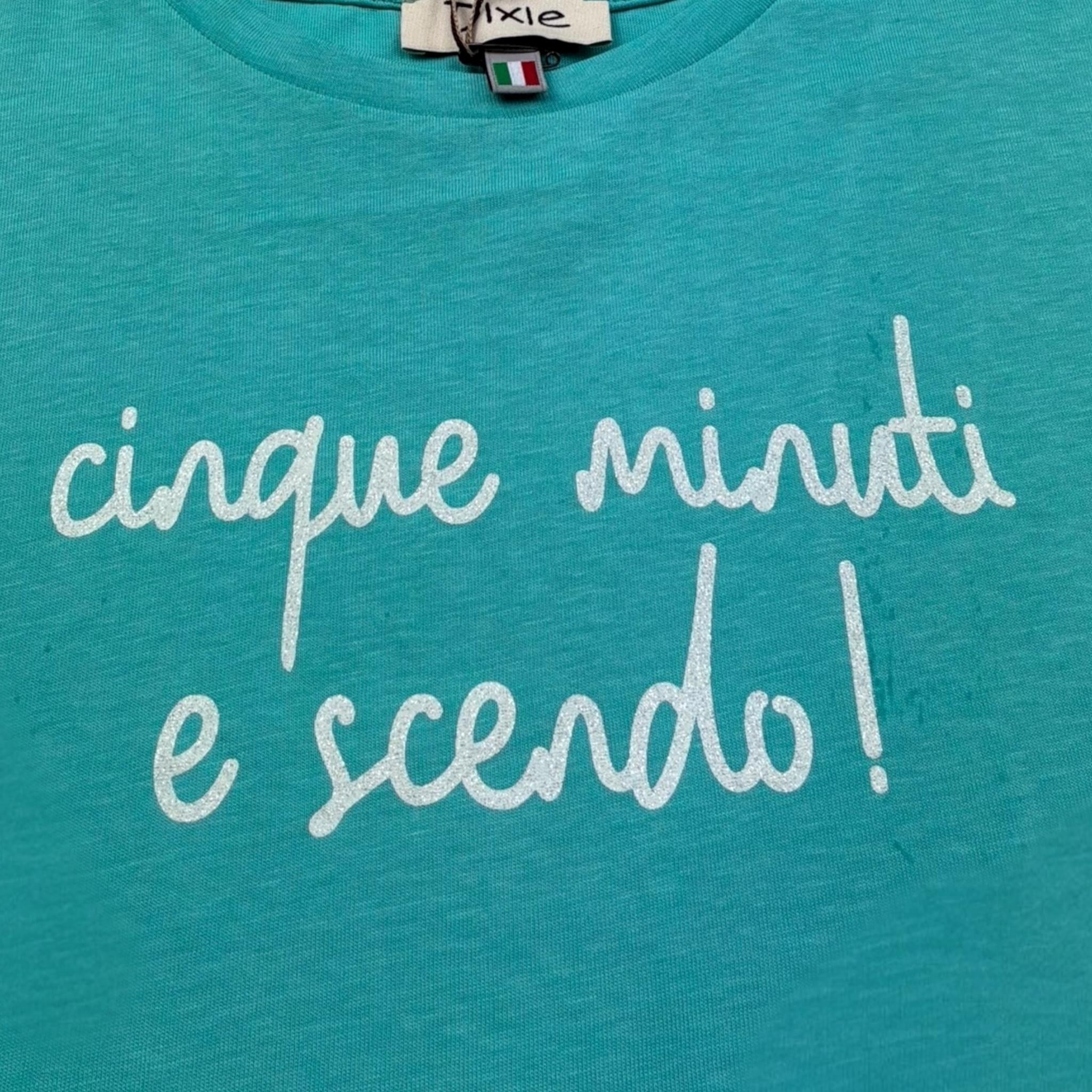 Dixie T-Shirt Tinta Unita Girocollo con Stampa per Bambina MBC6030G50 VERDE ACQUA DIXIE 