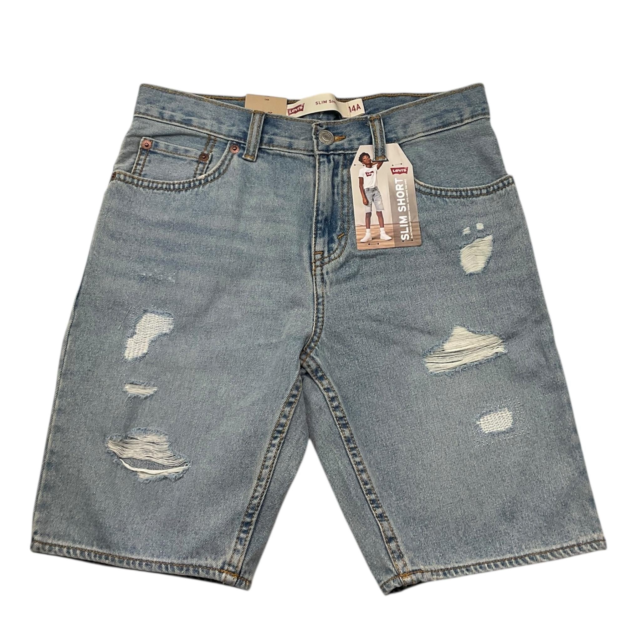 Levi'S Bermuda In Denim Tinta Unita con Strappi per Bambino 89EK7191J AZZURRO LEVI'S 