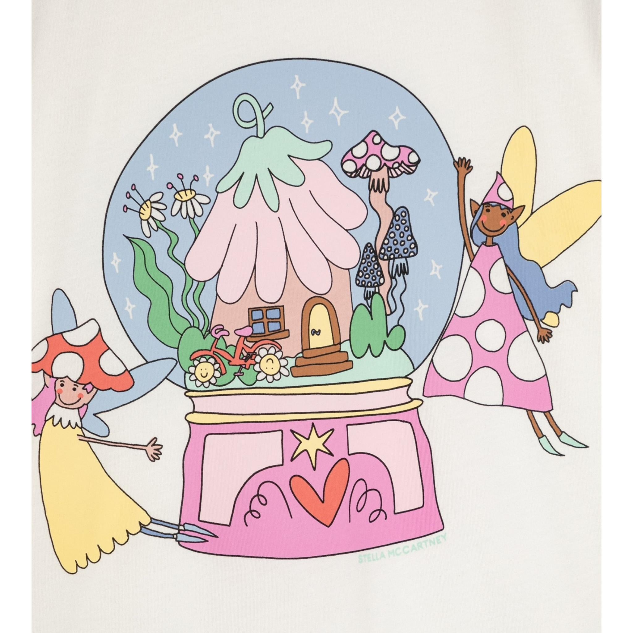 Stella Mccartney T-Shirt Girocollo Tinta Unita con Stampa per Bambina TW8A41 BIANCO STELLA McCARTNEY 