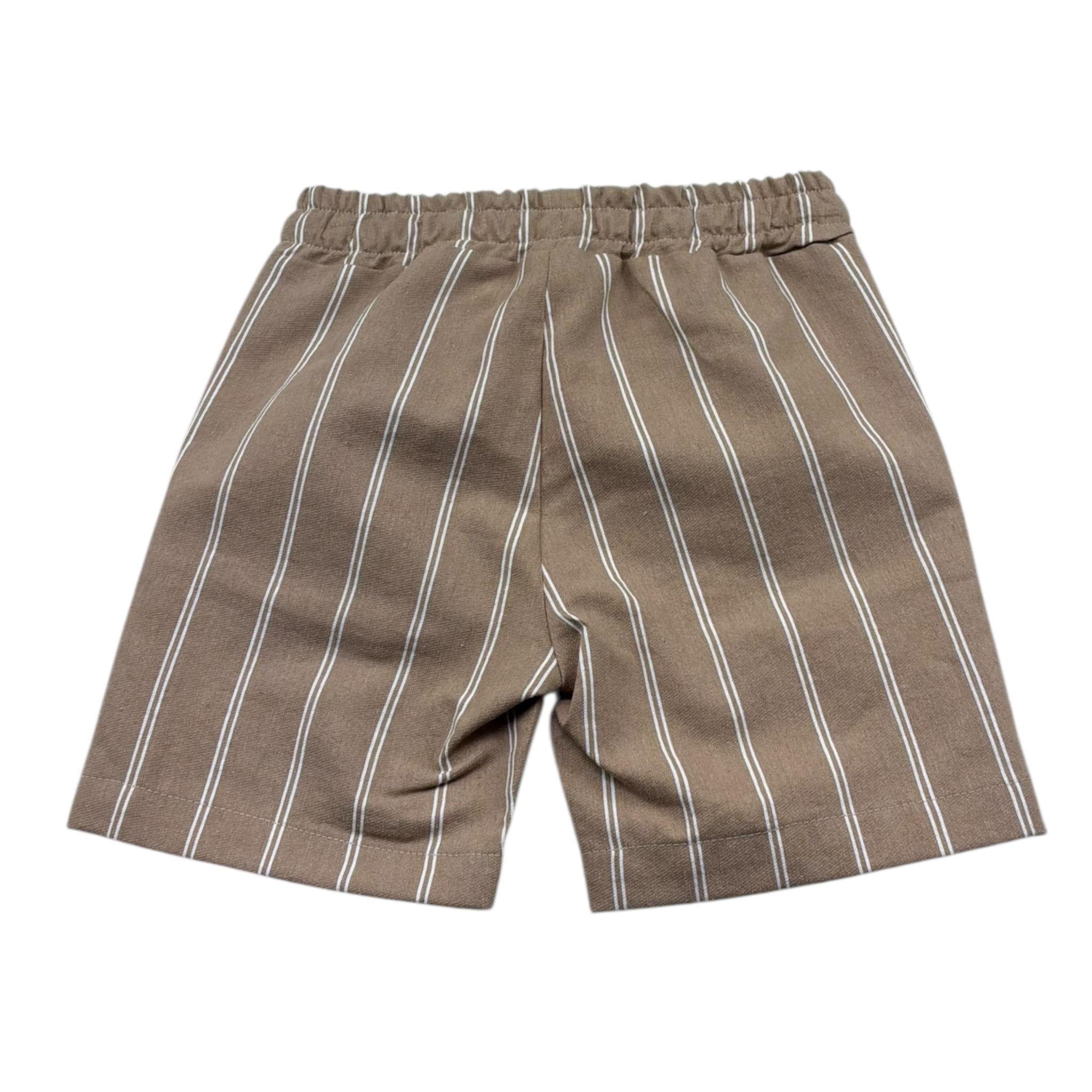 Le Bebe' Bermuda Tinta Unita con Fantasia A Righe per Neonato LBB5393 MARRONE LE BEBE' 