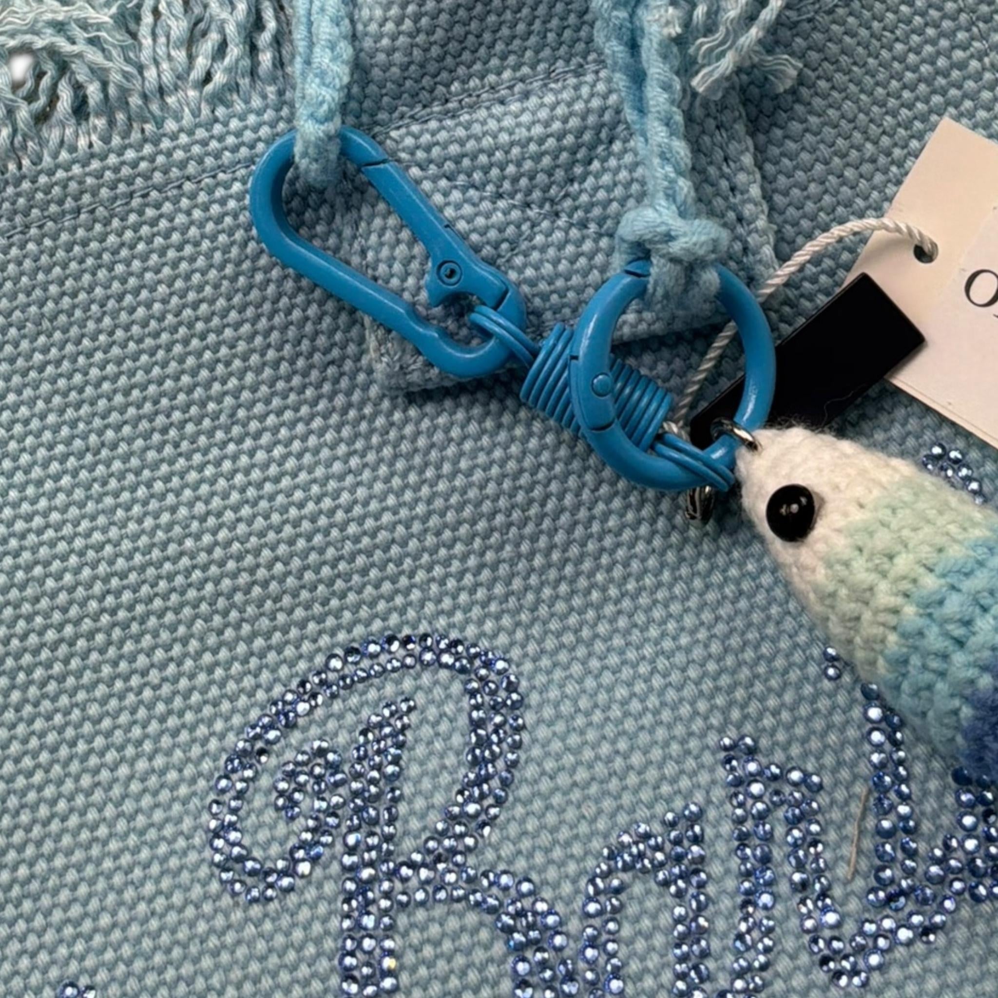 Saint Barth Borsa Tinta Unita con Brillantini per Bambina 00404L AZZURRO SAINT BARTH 