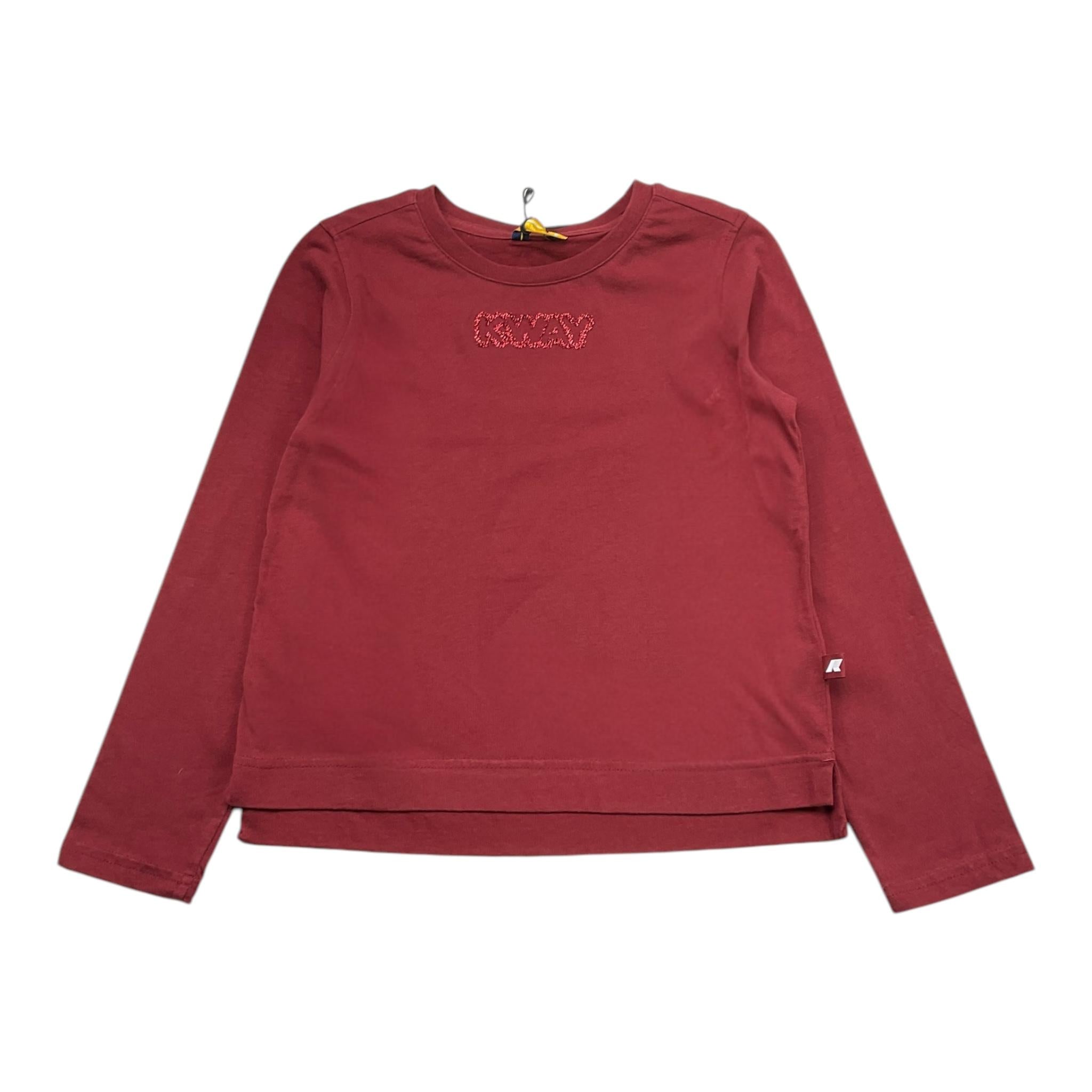 K-WAY shirt girocollo tinta unita con stampa Bordeaux per Bambina K5122TW BORDEAUX K-WAY 