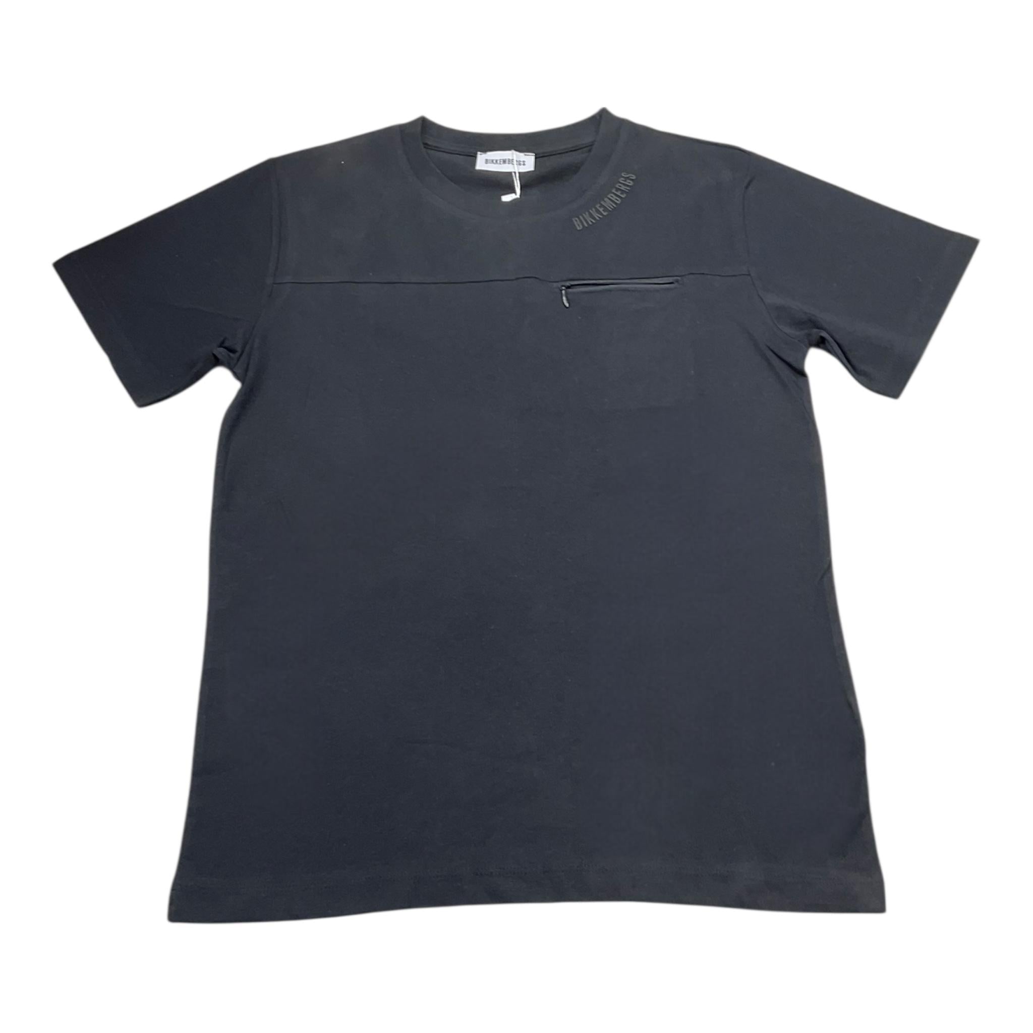 Bikkembergs T-Shirt Girocollo Tinta Unita con Stampa per Bambino BK3182 NERO BiKKEMBERGS 
