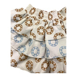 Le Bebe' Gonna Tinta Unita con Stampe In Contrasto e Balze Bianco per Neonata