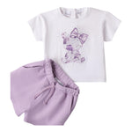 Sarabanda Completo 2 Pezzi T-Shirt-Short per Bambina 0B255 BIANCO/LILLA SARABANDA 