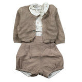 Wedoble Completo 3 Pezzi Camicia-Cardigan-Pagliaccetto per Neonato 006151906 BEIGE WEDOBLE 
