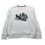 Sun68 Felpa Chiusa Girocollo tinta unita con Stampa Bianco per Bambino FLSP6 BIANCO SUN68 