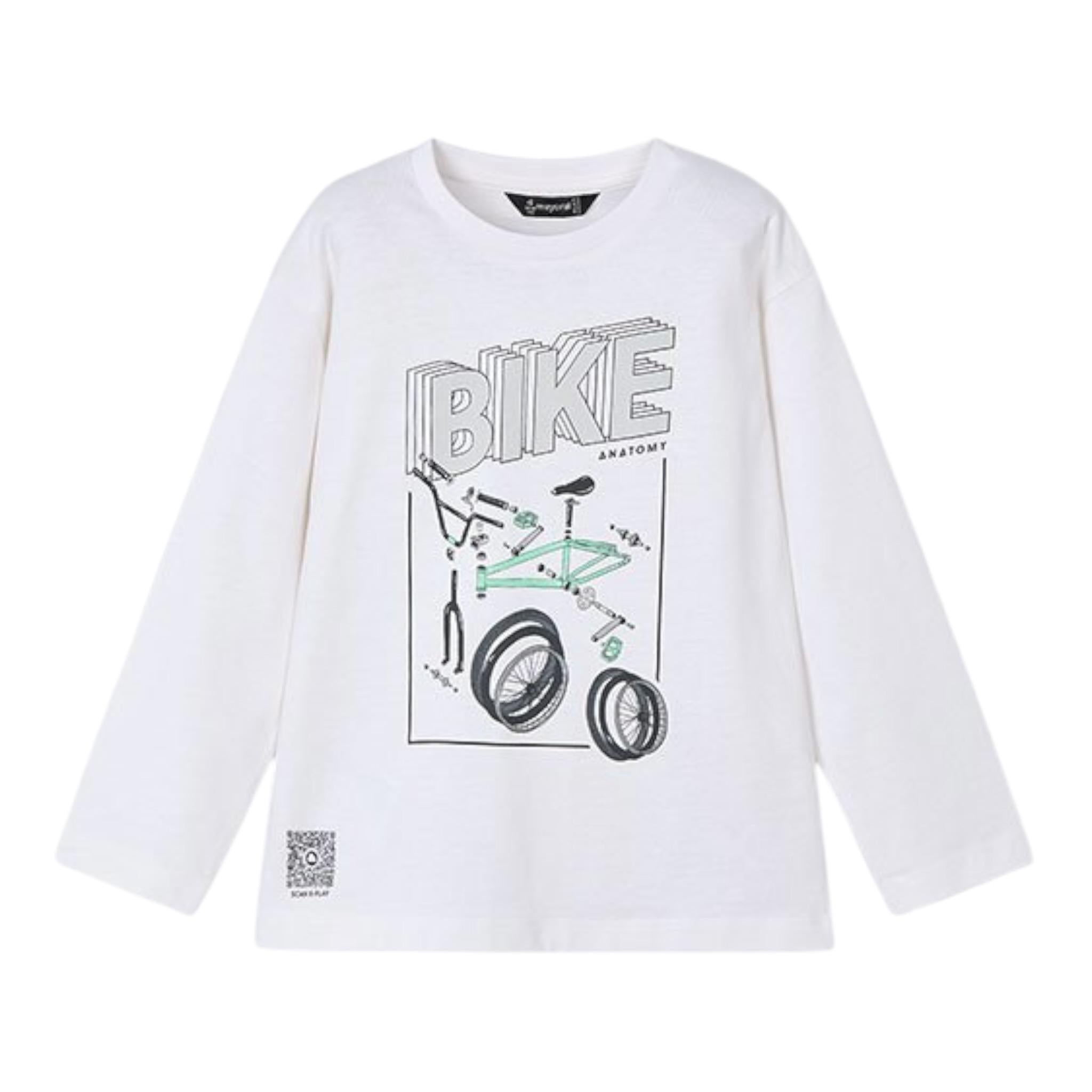 Mayoral Shirt Girocollo Tinta Unita con Stampa per Bambino 3051 BIANCO MAYORAL 