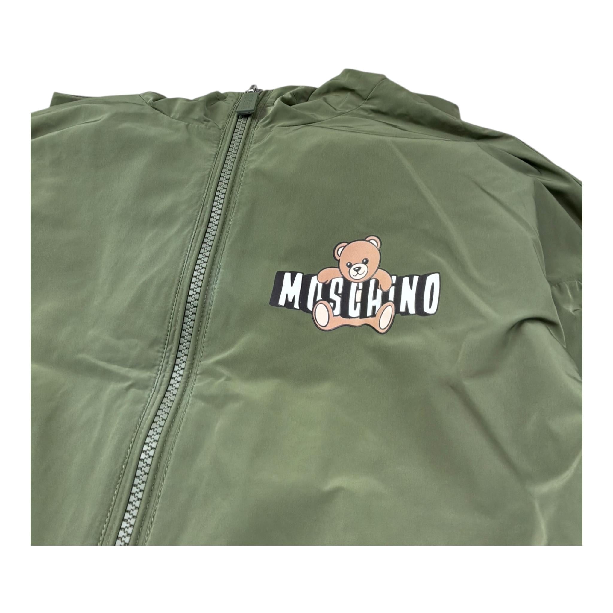 Moschino Giubbino Tinta Unita con Zip E Cappuccio per Bambino HUS05K VERDE MOSCHINO 