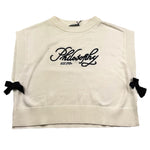 Philosophy Maglia Giromanica Tinta Unita con Stampa per Bambina I9E308X PANNA PHILOSOPHY 