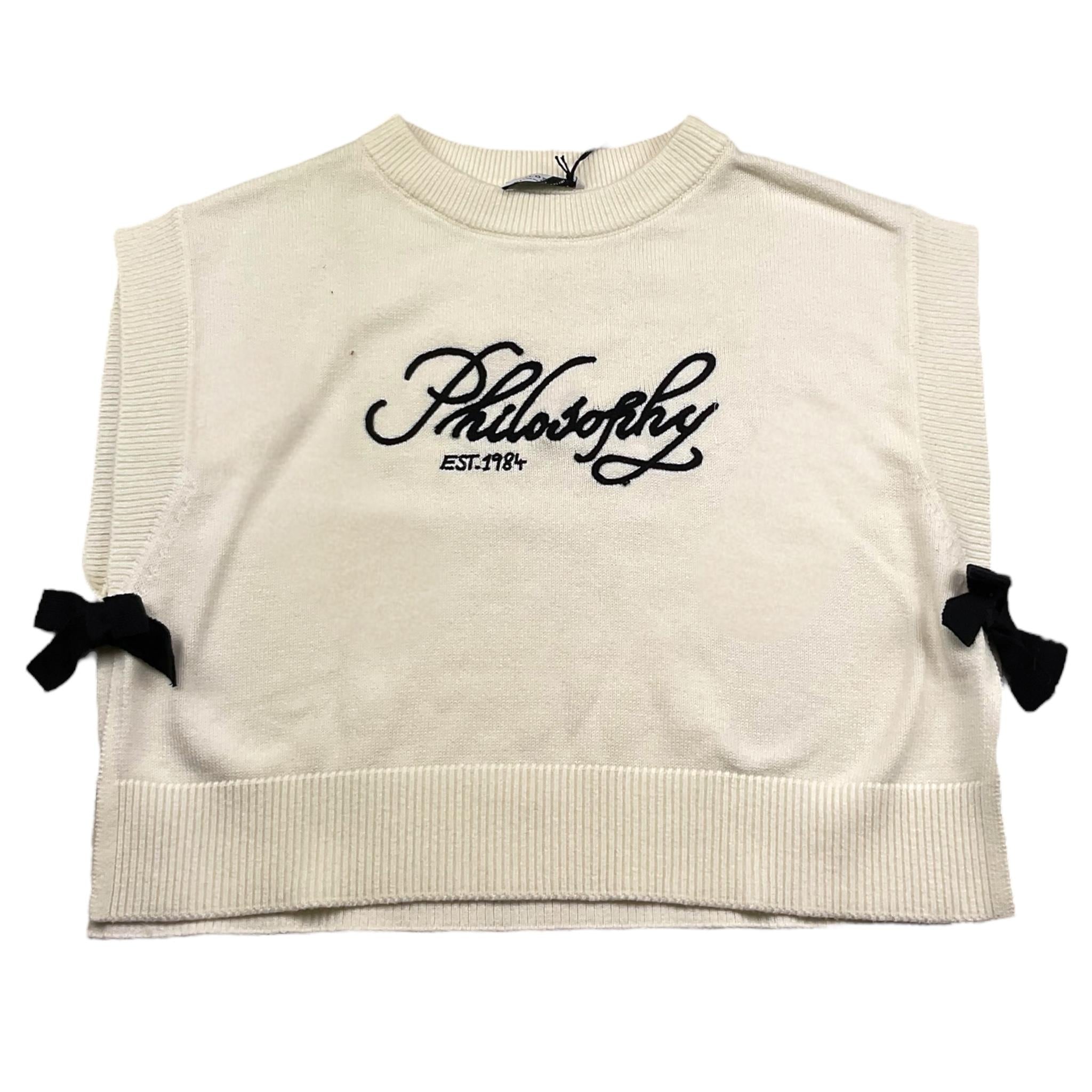 Philosophy Maglia Giromanica Tinta Unita con Stampa per Bambina I9E308X PANNA PHILOSOPHY 