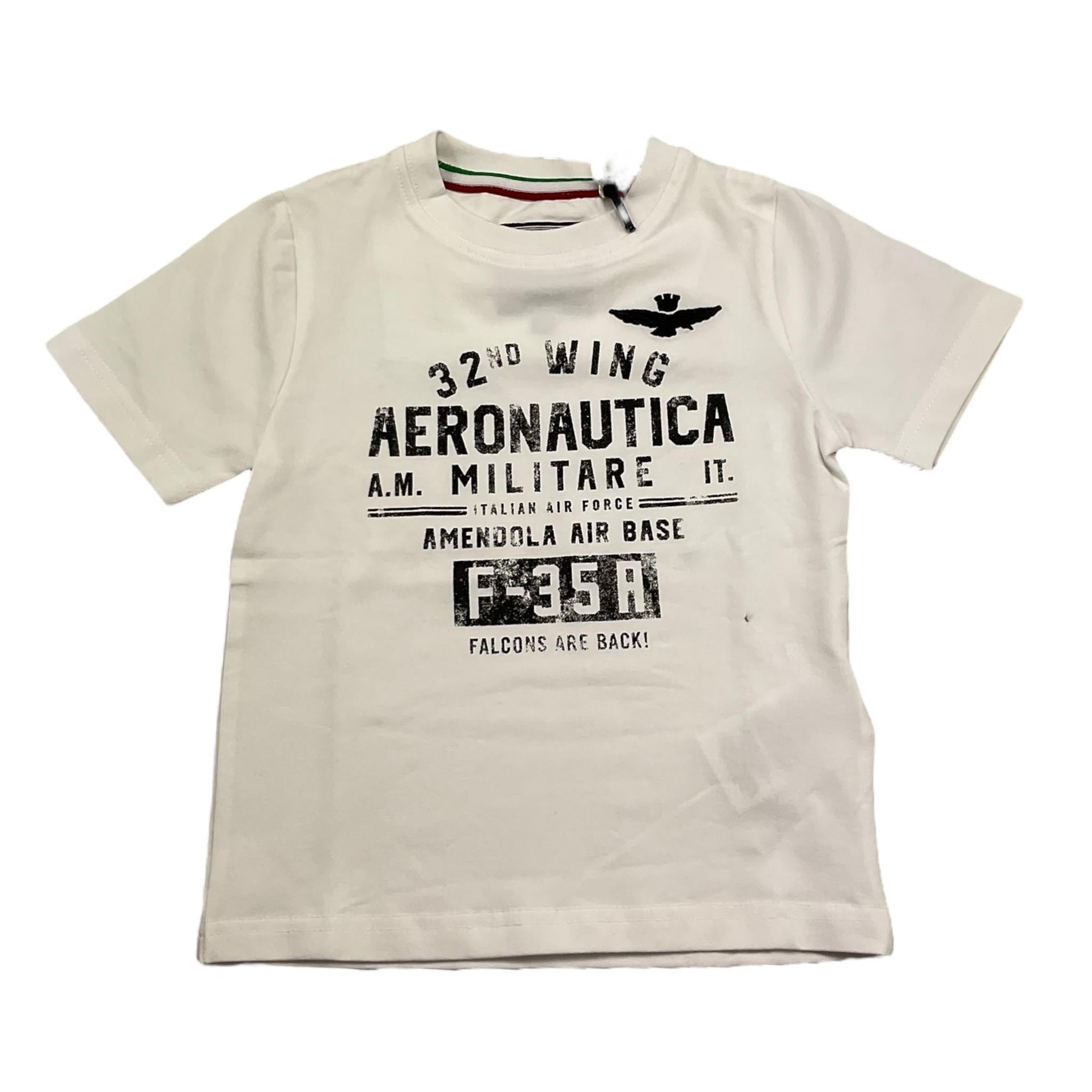 Aeronautica Militare T-Shirt Girocollo Tinta Unita con Stampa per Neonato 251TS0022A BIANCO AERONAUTICA MILITARE 