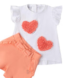 Sarabanda Completo 2 Pezzi T-Shirt-Shorts per Bambina 0B349XJ BIANCO/PESCA SARABANDA 