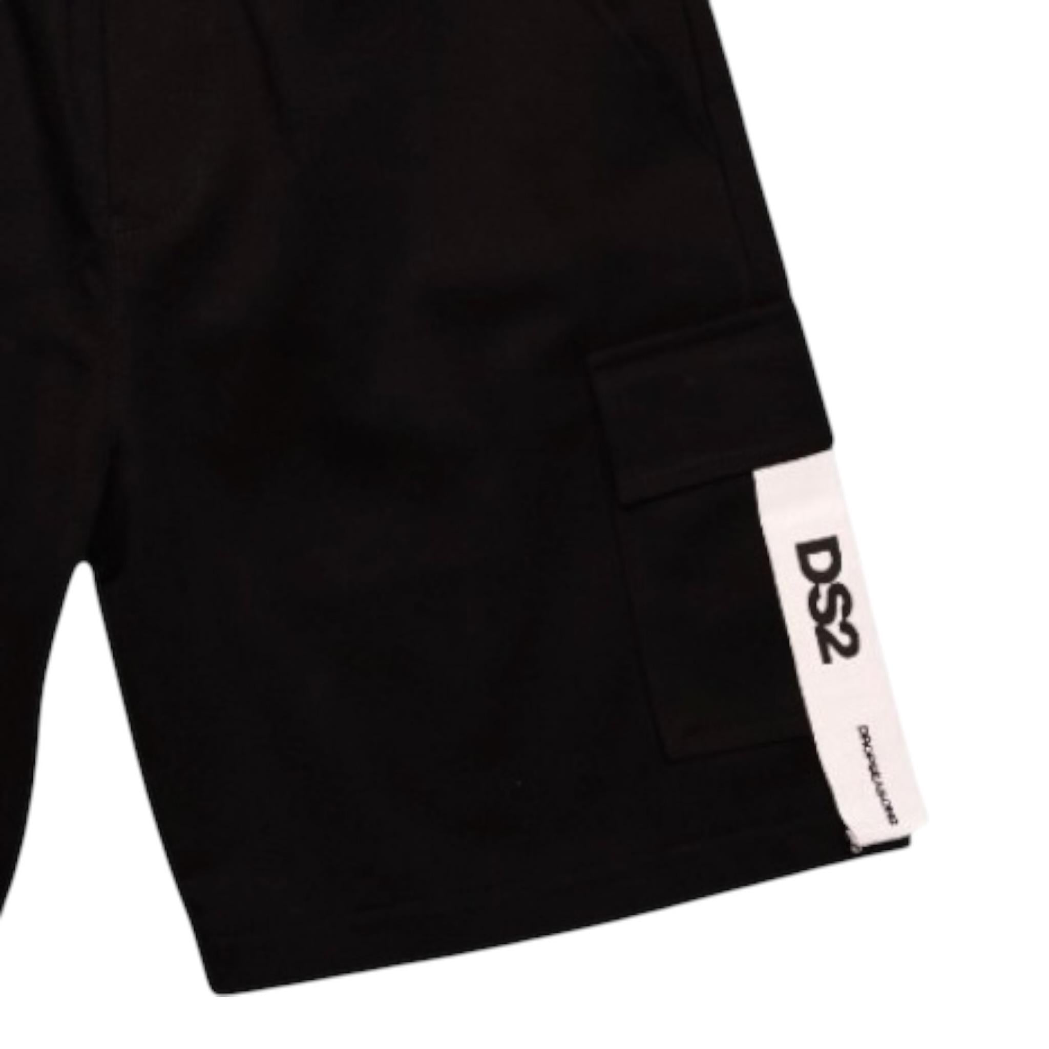 Dropseason2 Bermuda Tinta Unita con Stampa per Bambino K049 NERO DROPSEASON2 