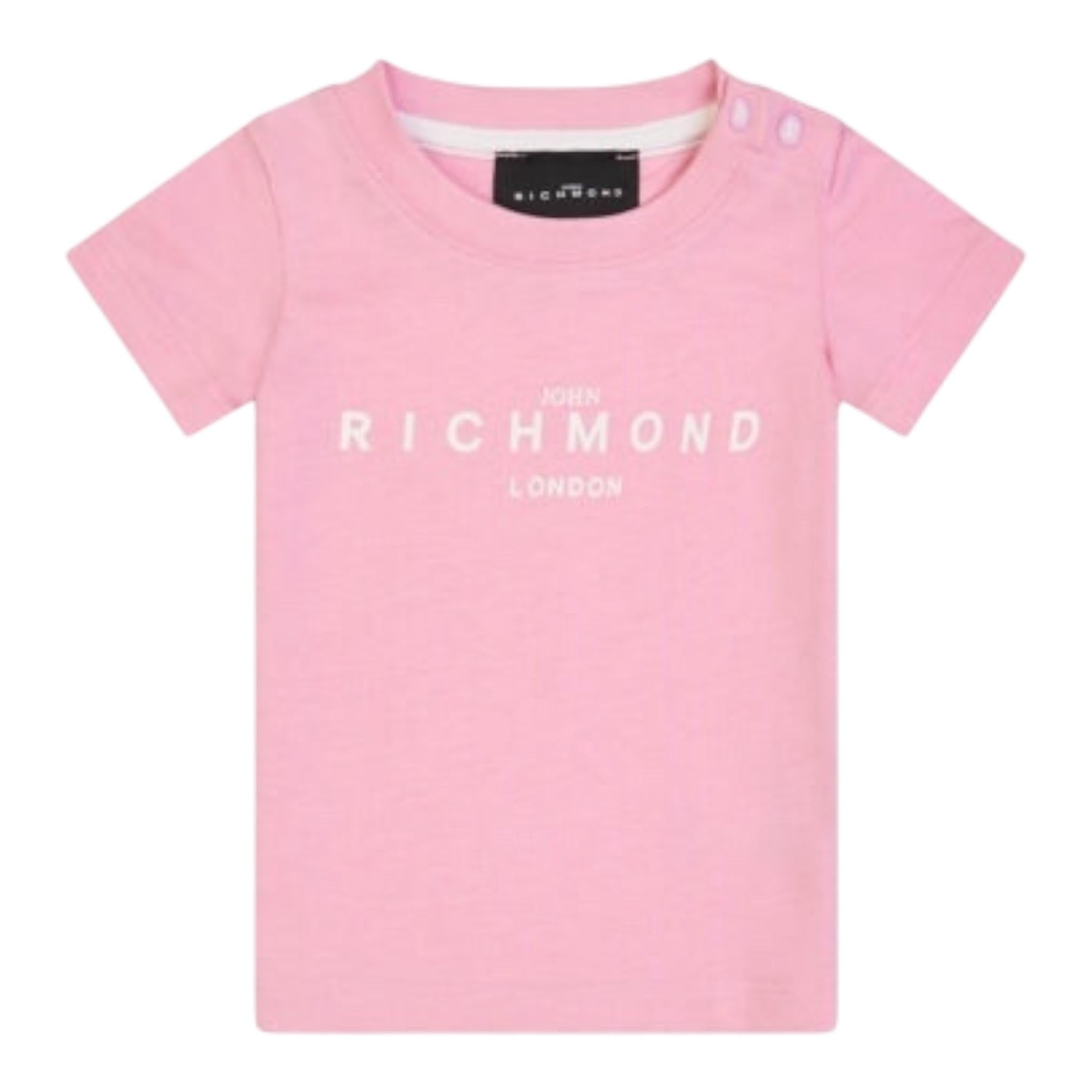 John Richmond T-Shirt Girocollo Tinta Unita con Stampa per Neonata RIP25002TS ROSA JOHN RICHMOND 