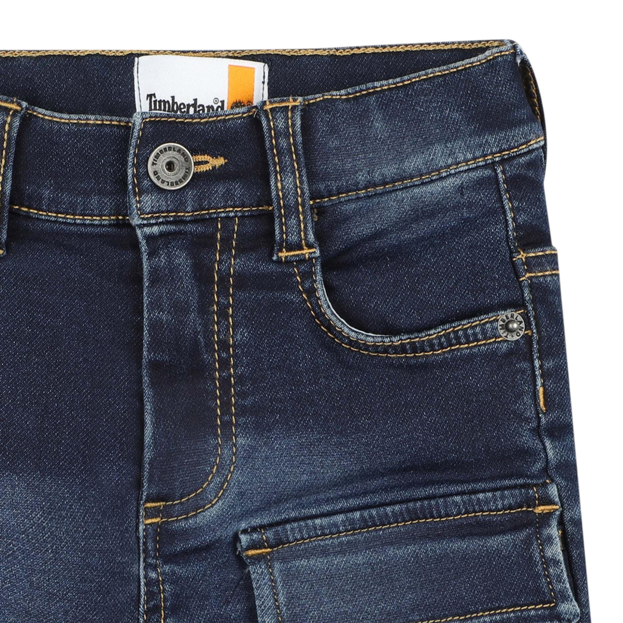 Timberland Bermuda In Denim Tinta Unita con Girovita Regolabile per Neonato T60497 BLU TIMBERLAND 