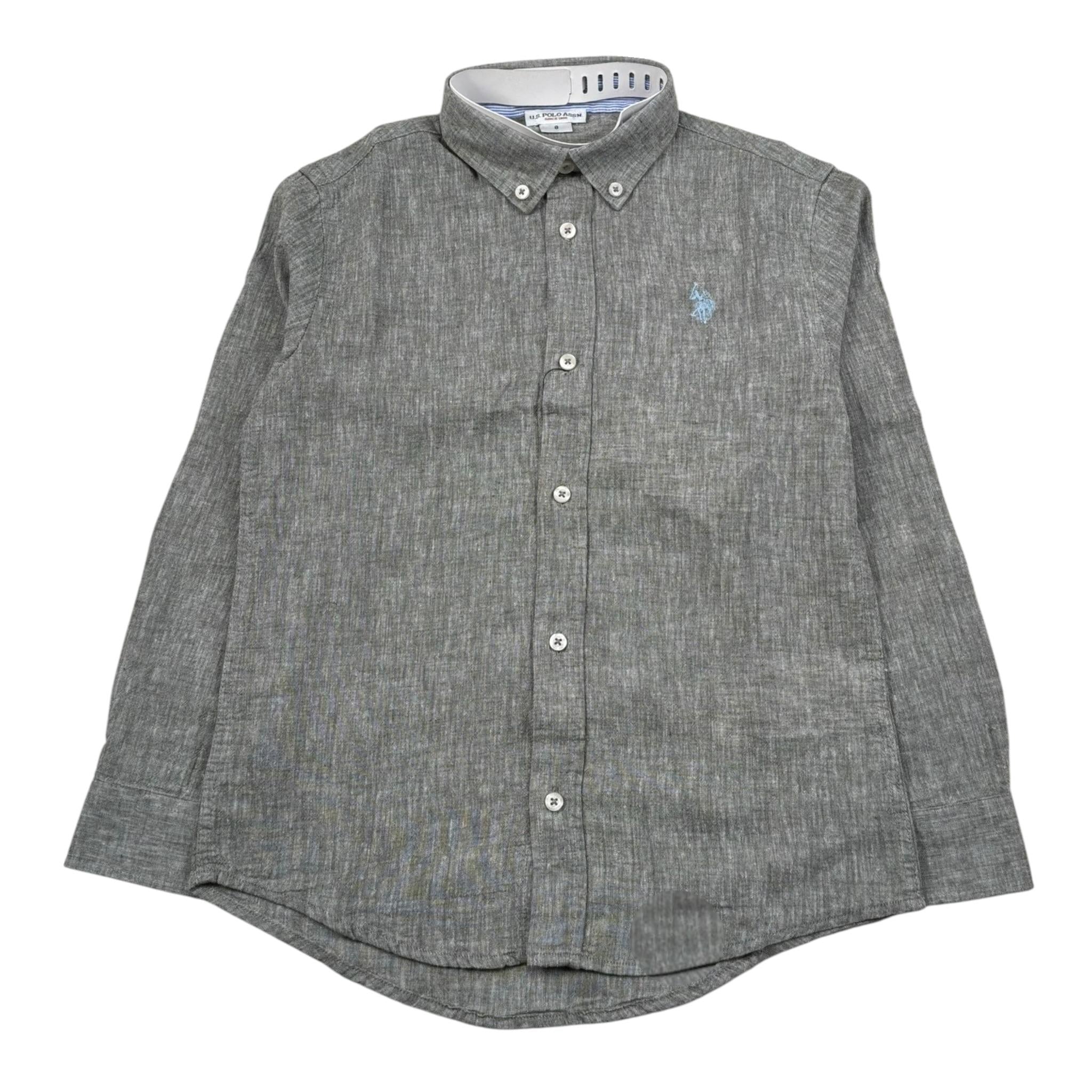 U.S. Polo Assn Camicia Manica Lunga Tinta Unita con Logo per Bambino US41504004 VERDE U.S. POLO ASSN 