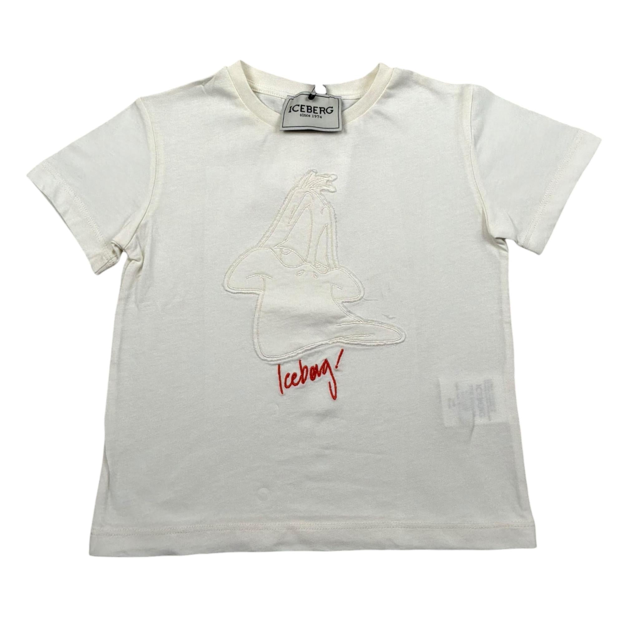 Iceberg T-Shirt Girocollo Tinta Unita con Ricamo per Bambino TSICE5117B PANNA ICEBERG 