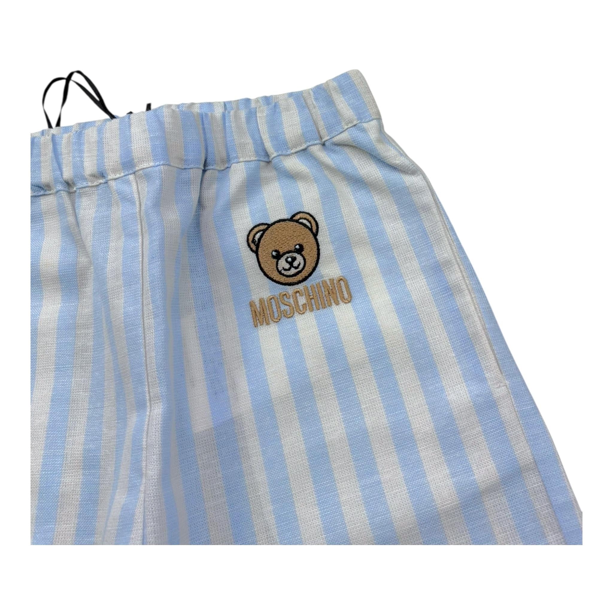 Moschino Pantalone Bicolore con Fantasia A Righe per Neonato MUP05U BIANCO/AZZURRO MOSCHINO 