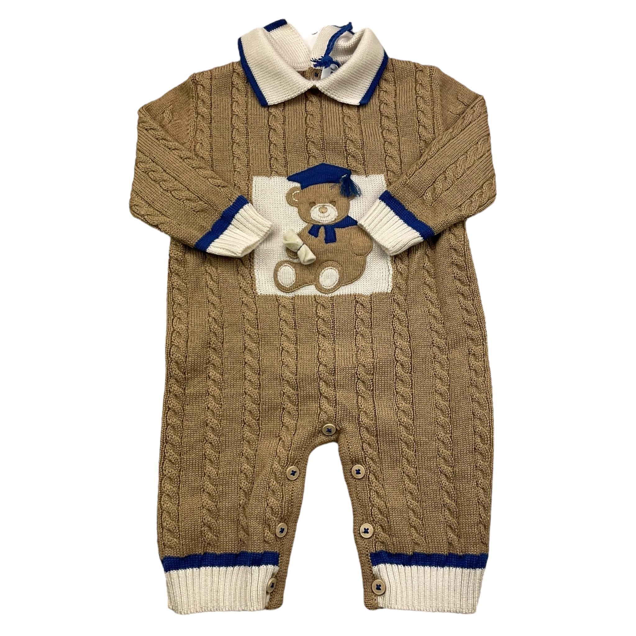 COLORI CHIARI tutina manica lunga tinta unita con orso Beige per Neonato MF167754 BEIGE COLORI CHIARI 